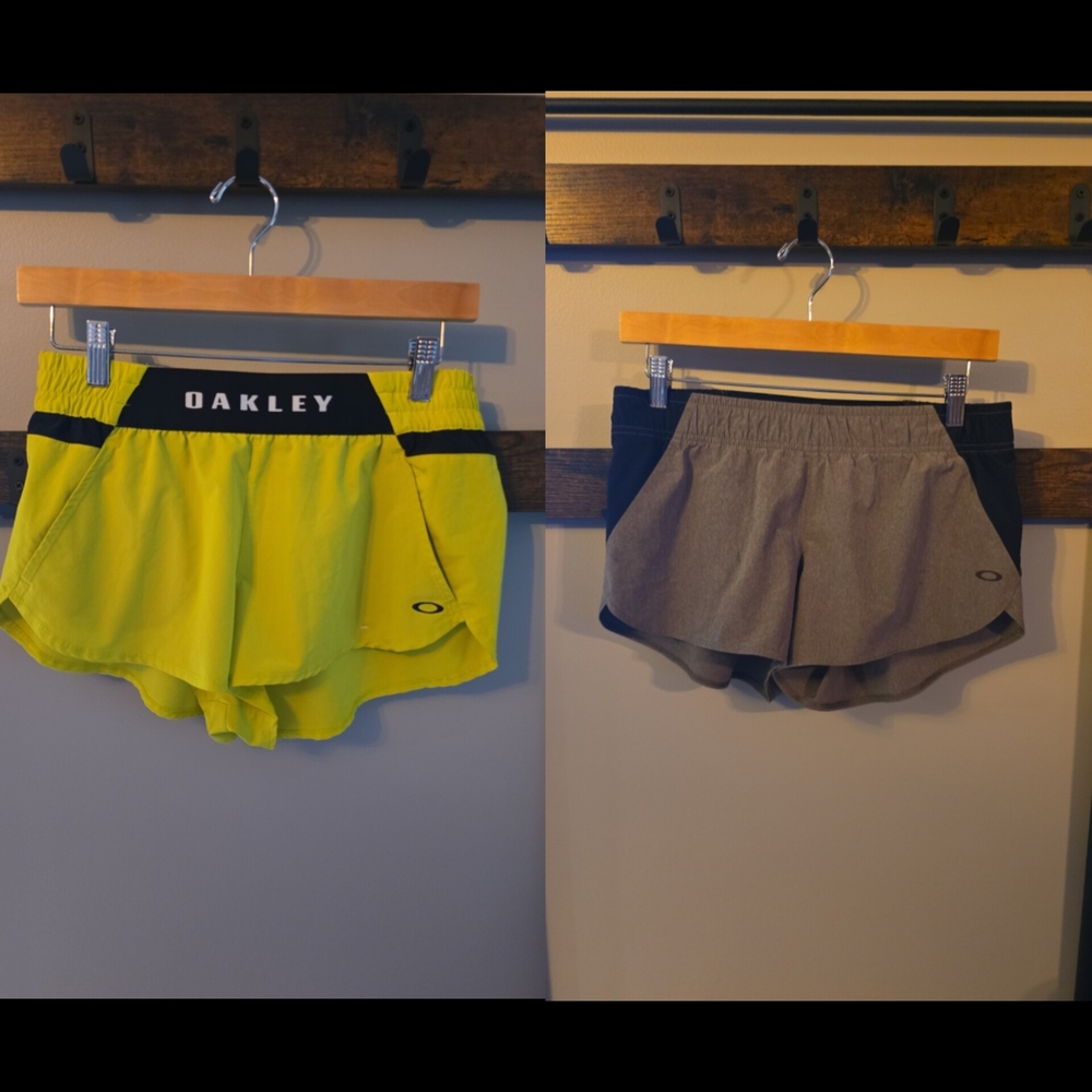 Oakley Neon Yellow and Dark Gray Athletic Shorts